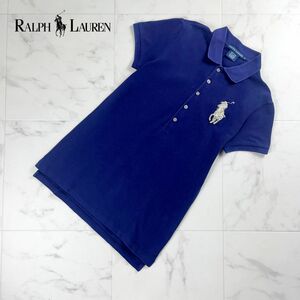 Ralph Lauren ラルフローレン ポロシャツ 半袖カットソー ロゴ刺繍 トップス レディース 紺 ネイビー サイズS*NC1081