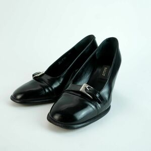 BALLY Bally 37 22.5~23.0 Loafer каблук раунд tu пряжка кожа чёрный черный /NC14