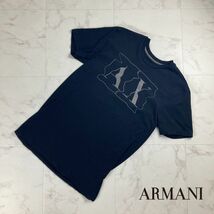 美品 ARMANI EXCHANGE アルマーニエクスチェンジ フロントプリントTシャツ 半袖カットソー トップス メンズ 黒 ブラック サイズS*NC1311_画像1