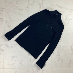 BURBERRY BLUE LABEL バーバリーブルーレーベル ウール100% ハイネックリブニット 長袖 トップス レディース 黒 ブラック サイズ38*NC1315