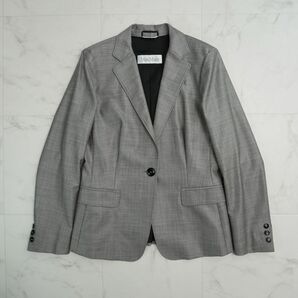 美品 Max Mara マックスマーラ ウール混 スカートセットアップ テーラードジャケット 膝丈 スーツ 総裏 レディース グレー サイズ44*NC1306の画像5