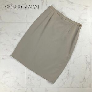 GIORGIO ARMANIjoru geo Armani wool 100% tight skirt knees height lining equipped lady's bottoms beige size 42*NC348
