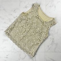 ANNE KLEIN アンクライン ラメ 総レース刺繍 ノースリーブブラウスカットソー トップス レディース ベージュ サイズ9*NC469_画像1