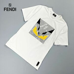 FENDI フェンディ イタリア製 ラインストーン デザインTシャツ 半袖カットソー トップス メンズ 白 ホワイト サイズM*NC332