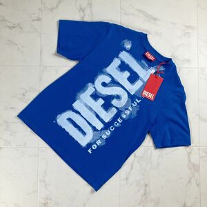 新品未使用 DIESEL ディーゼル キッズ 子供服 フロントロゴプリント 半袖Tシャツ トップス 男の子 青 ブルー サイズ8*NC360