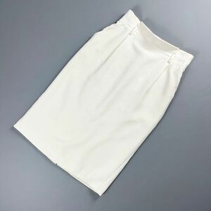美品 BOSCH ボッシュ タックタイトスカート サイドジップ 膝丈 裏地あり 白 ホワイト サイズ36*NC889