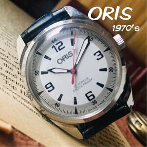[1 иен старт ]# прекрасный товар! привлекательный # очень популярный / Oris /ORIS/ механический завод мужские наручные часы /1970*s Vintage / античный часы /35./ белый / белый 