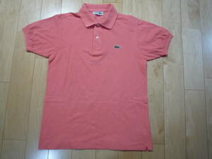 CHEMISE LACOSTE（ケミス・ラコステ）L1212・半袖ポロシャツ☆鹿の子☆サーモンピンク☆3（M）☆ビンテージ・昭和レトロ・古着