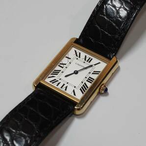 カルティエ タンクソロ 3167 18金 LMサイズ 約(mm)27 x 35 付属ベルト付・Cartier Tank Solo Large 3167 AU750 18k Yellow Goldの画像1