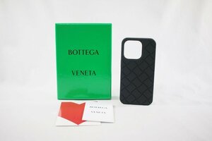 ◎ 中古美品 BOTTEGA VENETA ボッテガ ヴェネタ iPhone 15 pro スマホケース イントレチャート ラバーシリコン 黒 ブラック メンズ