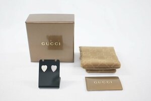 ◎ 中古品 GUCCI グッチ トレードマーク ハートシェイプ イヤリング ピアス ハート シルバー 925 アクセサリー レディース