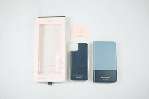 ◎ 中古品 kate spade ケイトスペード スマホケース 携帯ケース iPhone11 紺 ネイビー 手帳型 箱付き