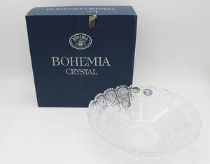 【未使用】ボヘミア クリスタルガラス ボウル 約25cm 大皿 ボヘミアガラス BOHEMIA CRYSTAL z24-818 z_z