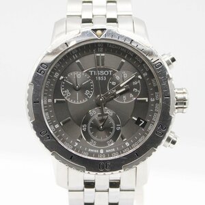 TISSOT ティソ T067417A クロノグラフ クオーツ シルバー 文字盤グレー ステンレスベルト 基点ズレ ジャンク品 m_w(j) m24-35138