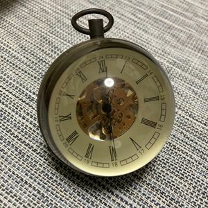 中国　骨董品　時計　置き時計　卓上時計　ガラス　スケルトン　インテリア