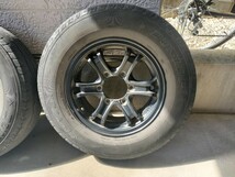 キーラー 15インチ アルミ 6穴 マットブラック 195/80R15 107/105L LT タイヤ 4本 中古 200系ハイエース 車検対応 jwl-t_画像5