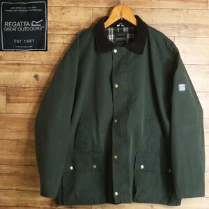 I10J/S3.21-2　ユーロ古着　イギリス製　Regatta Great Outdoors　オイルドジャケット ハンティングジャケット　裏チェック　XXL　グリーン