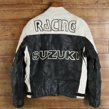 \4J/Y3.18-2　ユーロ古着　ON THE ROAD LEATHERS　SUZUKI　本革　レザーレーシングジャケット　シングルライダース　バイカー　ワッペン　M_画像9