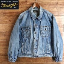 I6S/Y2.28-1　アメリカ古着　Wrangler　ラングラー　デニムジャケット　ジージャン　Gジャン　ジャンパー　ブルゾン　XL　アウター　ブルー_画像1