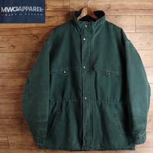 H9S/Y2.29-5　カナダ製　MWG APPAREL CORP.　ダックジャケット　裏キルティング　カバーオール　チョアコート　2XL　グリーン　古着