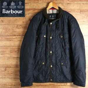 $4J/R2.23-4　ユーロ古着　Barbour　バブアー　キルティングジャケット　中綿ブルゾン　ジャンパー　XXL　ビッグサイズ　ネイビー