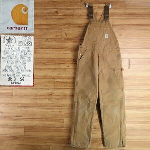 G1T/R3.8-4　～90s　ビンテージ　アメリカ古着　Carhartt　カーハート　オーバーオール　ダック地　W36　ワークパンツ　つなぎ　作業服