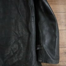 G5S/Y3.12-6　40s～　ビンテージ　イタリア　Crown　ダブルブレスト　レザーカーコート　本革　レザージャケット　52　黒　ヴィンテージ_画像9