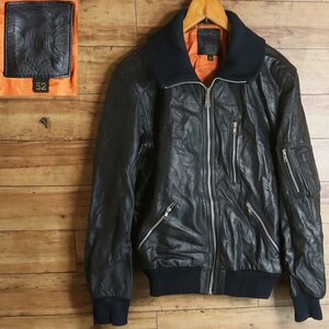 I4S/S3.20-1 Germany army ECHTES LEDER Pilot jacket original leather . interval leather flight jacket leather jacket leather Jean black 