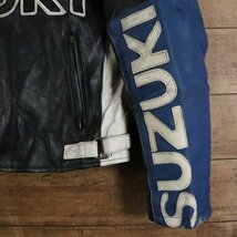 \4J/Y3.18-2　ユーロ古着　ON THE ROAD LEATHERS　SUZUKI　本革　レザーレーシングジャケット　シングルライダース　バイカー　ワッペン　M_画像4