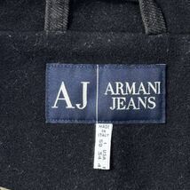 美品/50 XL-XXL相当★アルマーニ/ARMANI JEANS 襟裏J刺繍 カシミヤ メルトンウール Pコート ジャケット デニム切替 春アウター メンズ 黒_画像8