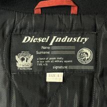 美品/L-XL相当★ディーゼル/DIESEL 金銀2色ジップ 光沢ナイロン ボンバージャケット MA-1 へちまキルティング 中綿 3連釦 メンズ オレンジ_画像9