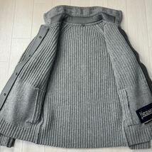 美品/52 XL-XXL相当★ヘルノ/HERNO 厚手生地 編み込みウール ケーブルニット ジャケット スタンドカラー ボリュームネック メンズ グレー_画像8