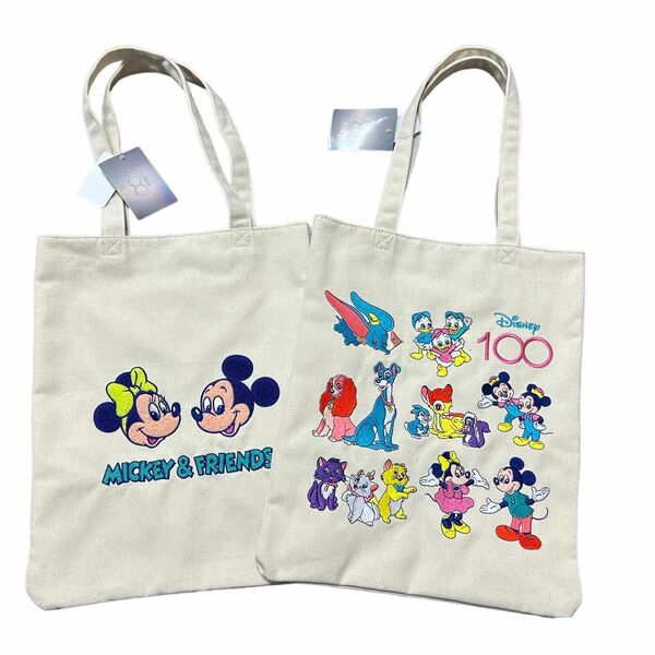 ディズニー　100 トートバッグ　2つセット　Disney 新品未使用タグ付き　刺繍