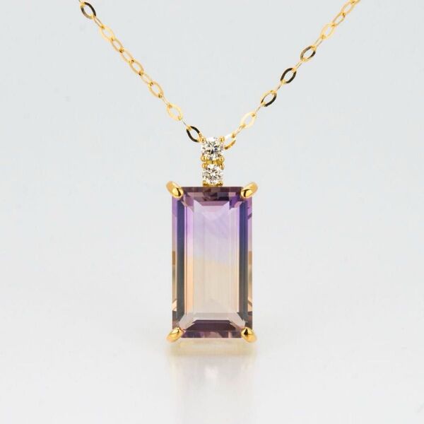 新品!4ct アメトリンダイヤ K18スライドネックレス