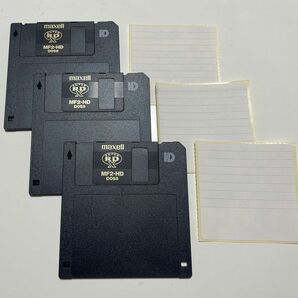 フロッピーディスク 3枚 2HD ラベル付き maxell製品