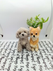  wool felt hand made toy poodle *. dog 