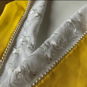 H2 新品　刺繍半衿　刺繍半襟　和装小物　洗えるポリエステル　パールビーズ　卒業式　袴　