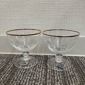 【未使用】銀座和光 WAKO グラス ペア 食器 ボヘミアングラス ブランデーグラス 彫刻 ワインカップ 2点セットの画像2