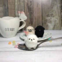 もふもふペキニーズ②ホワイト 一体のみ 豆わんこ 羊毛フェルト ハンドメイド ドールハウス ミニチュア ブライス ペット 子犬_画像1