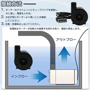 TBDBNR 水中ポンプ ミニウォーターポンプ 2個入り USB給電 水槽エアーポンプ DC 3V-5V 静音設計 小型の水中噴水の画像6