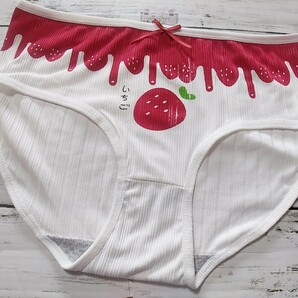 ★新品★ XL/LL ショーツ ホワイト イチゴ ストロベリー いちご 苺 白 ロリパン 大きいサイズの画像5