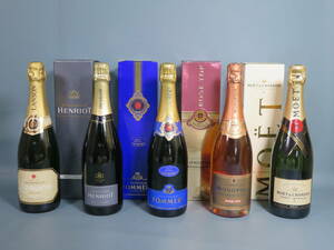 未開栓シャンパン750ml×5本セット★LANSON/HENRIOT/POMMERY/MONOPOLE/MOET＆CHANDON シャンパーニュ CHAMPAGNE★未開封保管品