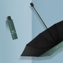 【グリーン】日傘 折りたたみ傘 晴雨兼用 撥水 UVカット 雨傘 雨具_画像2