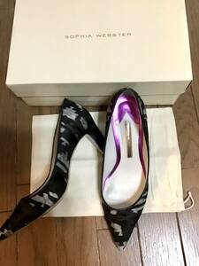 良品【SOPHIA WEBSTER/ソフィアウェブスター】オルティガ柄パンプス/37ハーフ★ハラコ★レディース★USED