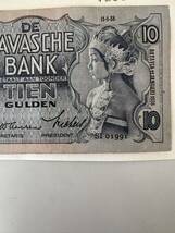 難あり DEJAVASCHE BANK 10グルデン　外国紙幣 戦前紙幣　インドネシア　ジャバ銀行　アンティーク　コレクション　保管品【6320B】_画像3
