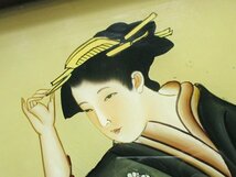 4531 美人図 硝子絵 『四條河原夕涼躰』 額装品/ガラス絵 鳥居清長 浮世絵 錦絵 中国額 壁飾 壁掛 古玩 約59×44cm_画像5