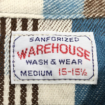 【中古】WAREHOUSE ノンウォッシュ フランネルシャツ M ※状態考慮 ほつれ有 ウエアハウス[240024456914]_画像6