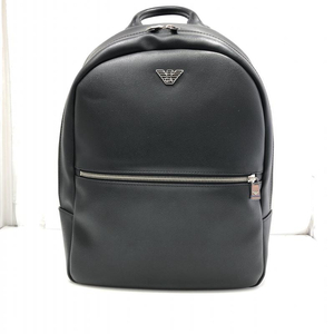 【中古】EMPORIO ARMANI レザーバックパック ブラック △ジップ剥げ エンポーリオアルマーニ[240024458353]