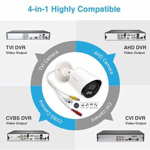 防犯カメラ 屋外 5MP 有線監視カメラ 有線CCTVカメラ 見守りカメラ カラフルナイトビジョン 100ftカラフル 防水防塵 ホームセキュリティ用 の画像5