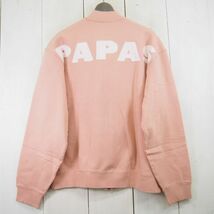 パパス Papas ロゴパッチ フルジップ ストレッチ スウェットジャケット(50/L)ピンクベージュ/日本製_画像5